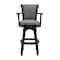 Armen Living Raleigh 30" Bar Height Swivel Gray Faux Leather and Black Wood Arm Bar Stool LCRABAARBLGR30 - alternate 2